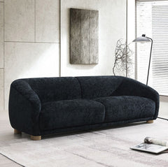 Aaron Contemporary Black Boucle Sofa Sloped Arms