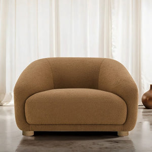 Aaron Contemporary Brown Boucle Chair Sloped Arms