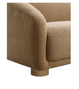 Aaron Contemporary Brown Boucle Sofa Sloped Arms Brown textured sofa corner on a white background