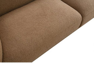 Aaron Contemporary Brown Boucle Sofa Sloped Arms Close-up of a brown textured fabric surface