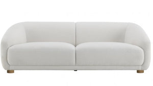 Aaron Contemporary White Boucle Loveseat Sloped Arms