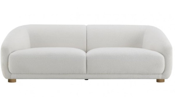 Aaron Contemporary White Boucle Loveseat Sloped Arms