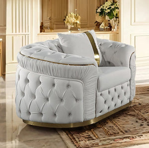 Adriana Glam Beige Chair Button Diamond Pleated Tufting