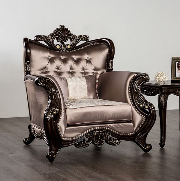 Albert Traditional Velvet Fabric Brown Chair