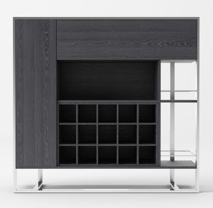 Alessa Modern Gray Stainless Steel Wine Cabinet