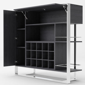 Alessa Modern Gray Stainless Steel Wine Cabinet