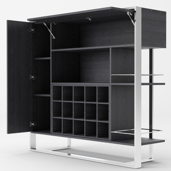 Alessa Modern Gray Stainless Steel Wine Cabinet