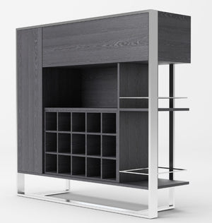Alessa Modern Gray Stainless Steel Wine Cabinet
