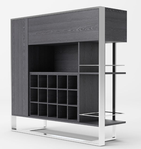 Alessa Modern Gray Stainless Steel Wine Cabinet