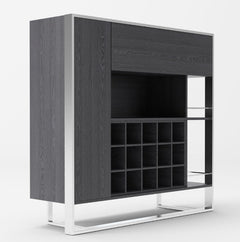 Alessa Modern Gray Stainless Steel Wine Cabinet