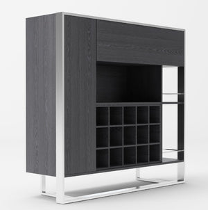 Alessa Modern Gray Stainless Steel Wine Cabinet