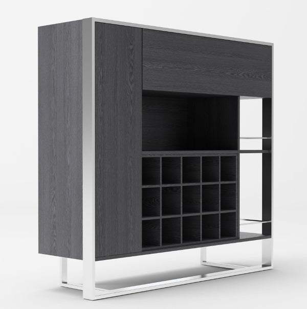 Alessa Modern Gray Stainless Steel Wine Cabinet