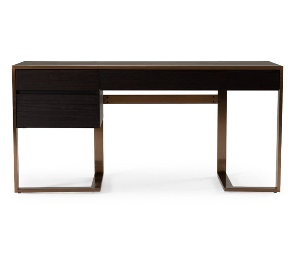Modern dark wood desk on a white background