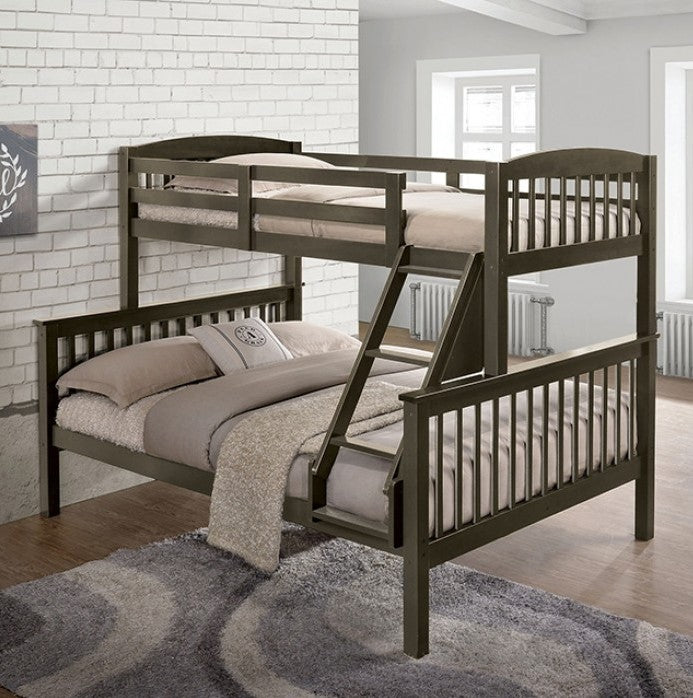 Alfra Slat Design Gray Solid Hardwood Bunk Bed
