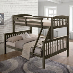 Alfra Slat Design Gray Solid Hardwood Bunk Bed