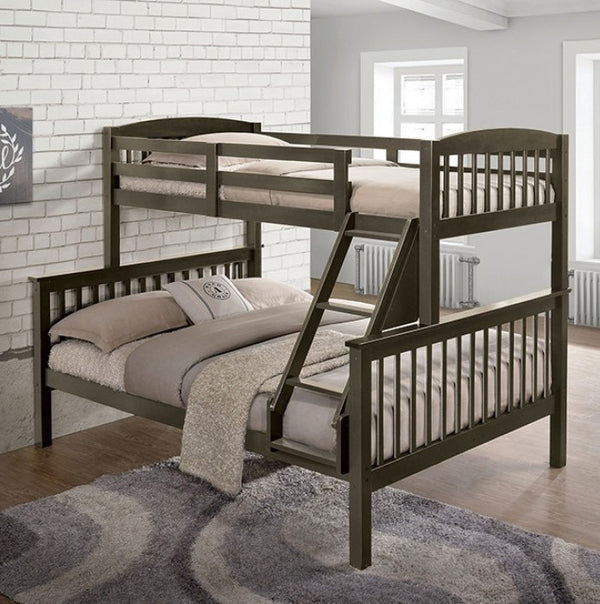 Alfra Slat Design Gray Solid Hardwood Bunk Bed
