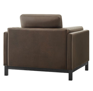 Amadeo Espresso Vegan Leather Modern Chair Brown armchair on a white background