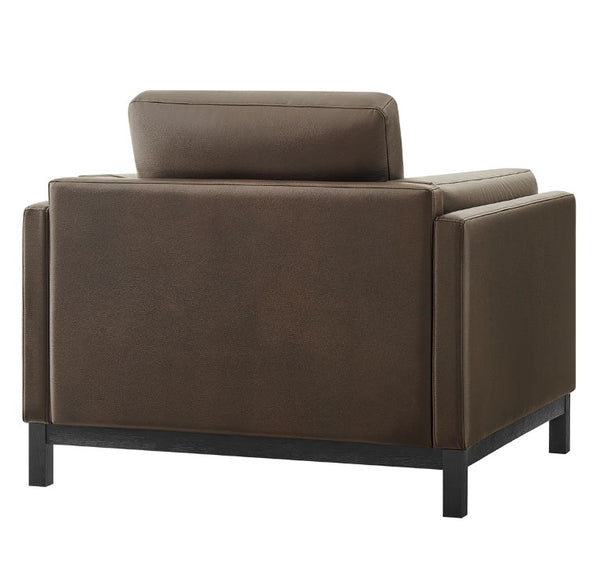 Amadeo Espresso Vegan Leather Modern Chair Brown armchair on a white background