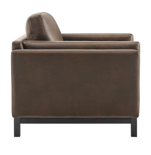 Amadeo Espresso Vegan Leather Modern Chair Brown leather sofa on a white background