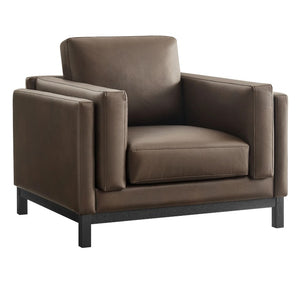 Amadeo Espresso Vegan Leather Modern Chair Brown armchair on a white background