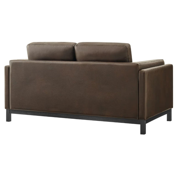 Amadeo Espresso Vegan Leather Modern Loveseat Brown sofa on a white background