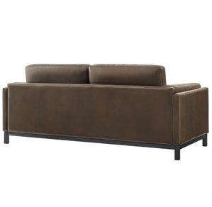 Amadeo Espresso Vegan Leather Modern SofaBrown leather sofa on a white background