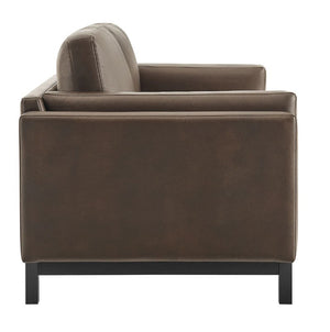 Amadeo Espresso Vegan Leather Modern Sofa Brown leather sofa on a white background