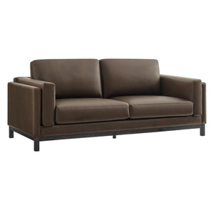 Amadeo Espresso Vegan Leather Modern Sofa Brown sofa on a white background