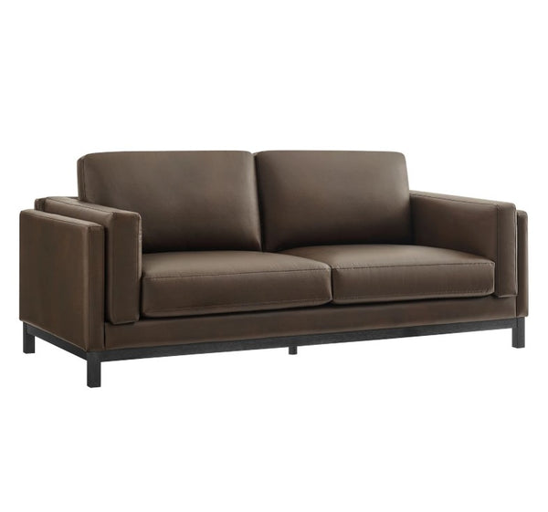 Amadeo Espresso Vegan Leather Modern Sofa Brown sofa on a white background