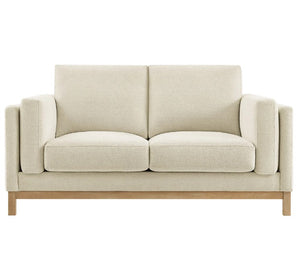 Amadeo Ivory Deep Seat Comfort Modern Fabric Loveseat Beige sofa on a white background