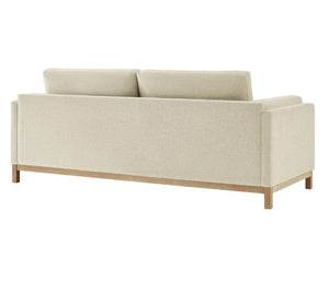 Amadeo Ivory Deep Seat Comfort Modern Fabric Sofa Beige sofa on a white background
