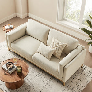 Amadeo Ivory Deep Seat Comfort Modern Fabric Sofa Top