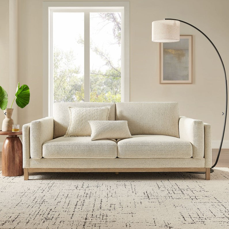 Amadeo Ivory Deep Seat Comfort Modern Fabric Sofa