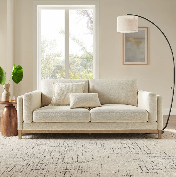 Amadeo Ivory Deep Seat Comfort Modern Fabric Sofa
