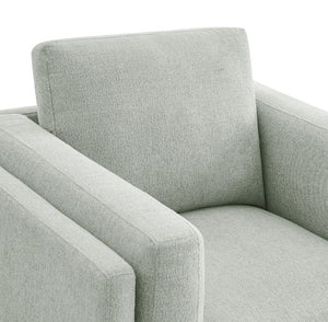 Amadeo Mist Deep Seat Comfort Modern Fabric Chair Close-up of a light gray sofa with a soft texture on a white background