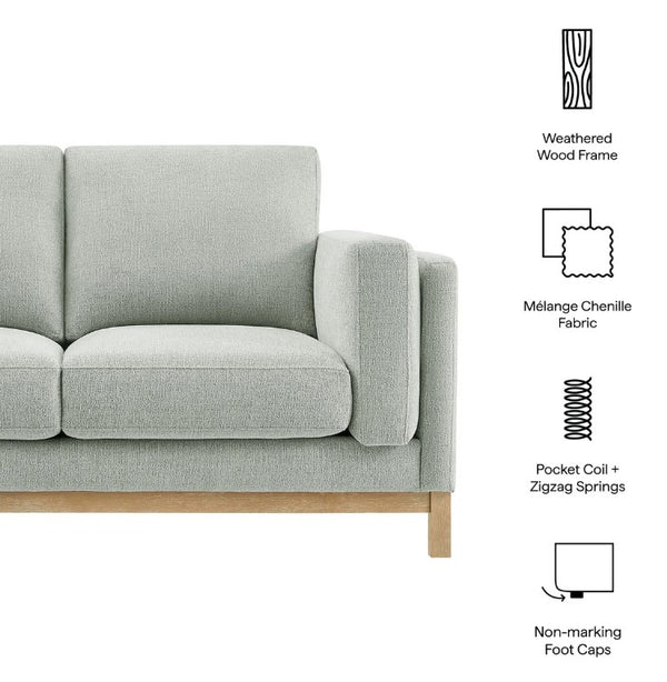 Amadeo Mist Deep Seat Comfort Modern Fabric Loveseat Arm