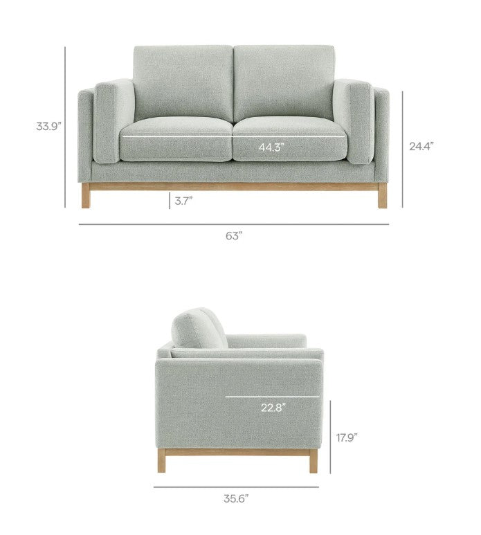 Amadeo Mist Deep Seat Comfort Modern Fabric Loveseat