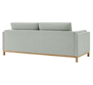 Amadeo Mist Deep Seat Comfort Modern Fabric Sofa Light gray sofa with wooden legs on a white background