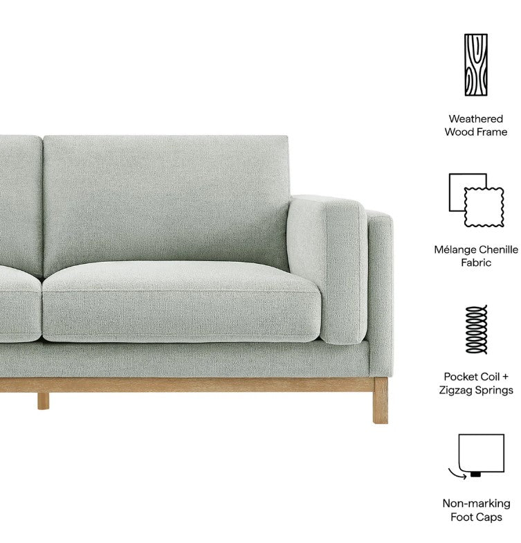 Amadeo Mist Deep Seat Comfort Modern Fabric Sofa