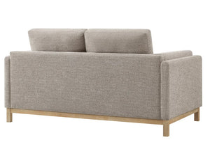Amadeo Pewter Deep Seat Comfort Modern Fabric Loveseat Gray sofa with wooden legs on a white background
