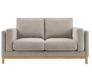 Amadeo Pewter Deep Seat Comfort Modern Fabric Loveseat Gray sofa with wooden legs on a white background