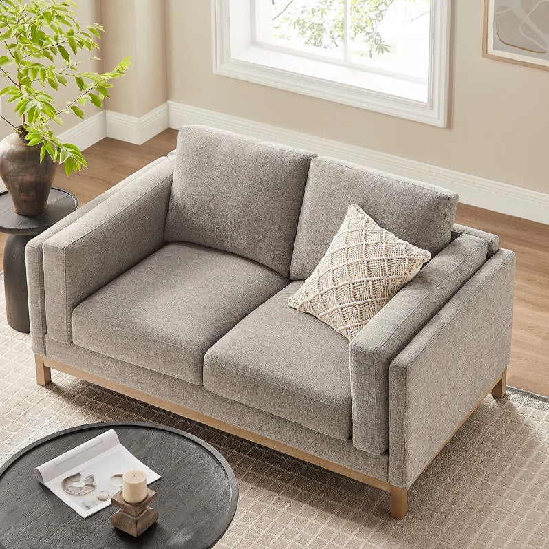 Amadeo Pewter Deep Seat Comfort Modern Fabric Loveseat