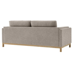 Amadeo Pewter Deep Seat Comfort Modern Fabric Sofa Gray sofa with wooden legs on a white background
