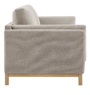 Amadeo Pewter Deep Seat Comfort Modern Fabric Sofa Gray upholstered sofa with wooden legs on a white background