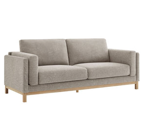Amadeo Pewter Deep Seat Comfort Modern Fabric Sofa Gray sofa with wooden legs on a white background