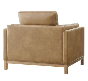 Amadeo Toast Vegan Leather Modern Chair Brown armchair on a white background