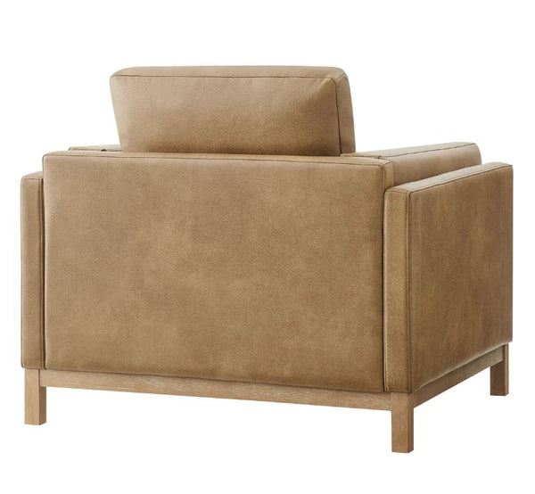 Amadeo Toast Vegan Leather Modern Chair Brown armchair on a white background