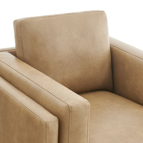 Amadeo Toast Vegan Leather Modern Chair Beige armchair on a white background