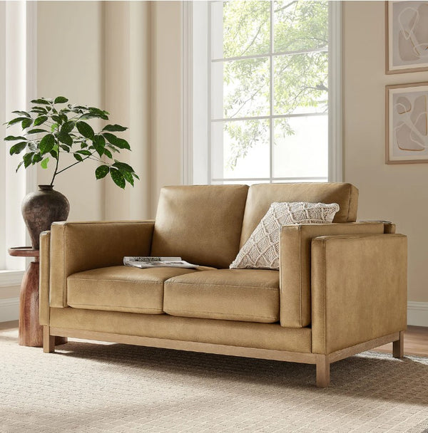 Amadeo Toast Vegan Leather Modern Loveseat