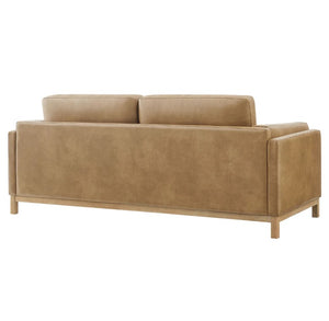 Amadeo Toast Vegan Leather Modern Sofa Brown sofa on a white background
